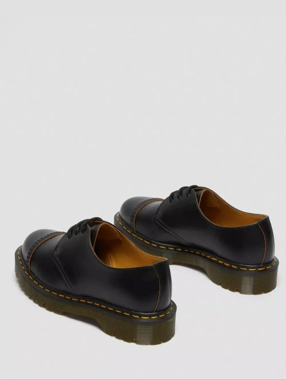 Dr. Martens Black Leather 3-Eye Oxford with Yellow Stitching